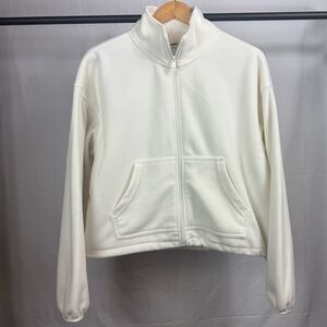 Women's Off White Fleece cropped  Jacket size Large